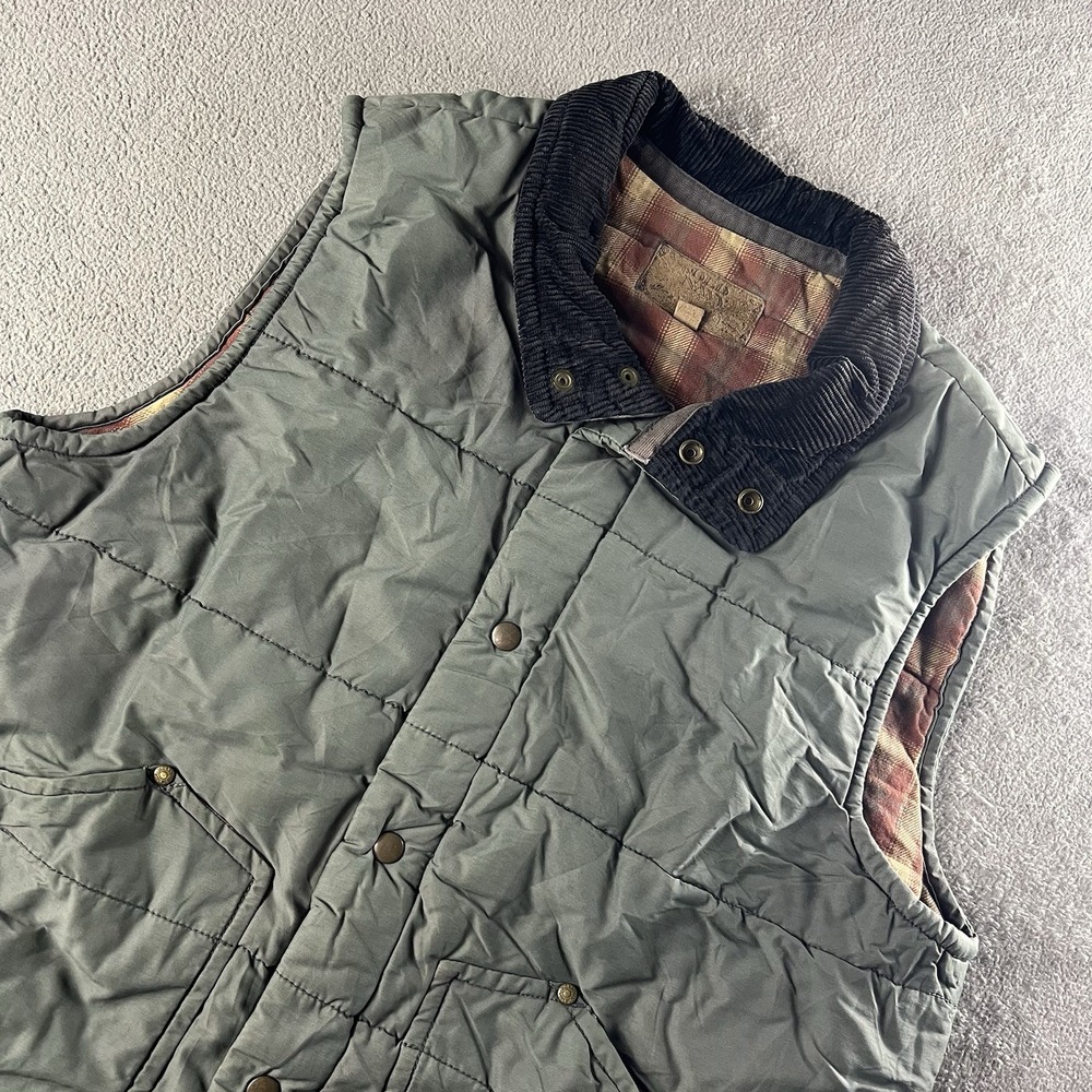 VTG Old Navy Workwear Vest Men's Size L Corduroy Collar Puffer Lined, Gray